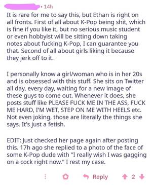Girls Do Porn Her First Hard Fuck - Racist, seething whitey admits kpop is porn for women : r/aznidentity