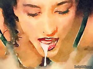 Erotic Cumshot Porn - Facial illustration Watercolor #facial #cumshot #nsfw #porn #art  #watercolor #
