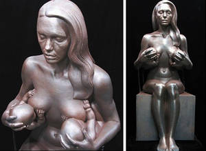 Famous Statue Porn - Controversial celebrity sculptor Daniel Edwards has a park-bench-sized  statue of Angelina Jolie in the nude, double breastfeeding her twins.
