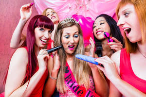 Bachelorette Sex Toys - Women having bachelorette party with sex toys in night club