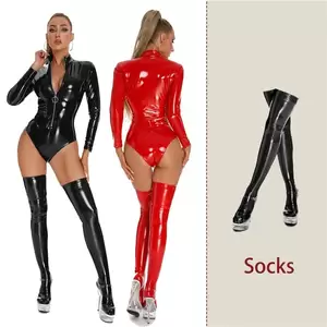 Latex Porn 18 - AIIOU Sexy Lingerie Adult Latex Catsuit Faux Leather Bodysuit Women Wetlook  Bodycon Underwear 18 Porn Clothing Mistress Costumes - AliExpress
