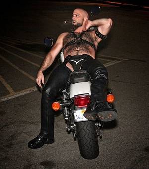Cigar Smoking Biker Leather Porn - leather chaps and a cotton jock on a dirt bike.
