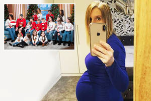 Grandma Pregnant Porn - Pregnant Sue Radford shares a snap of her enormous baby bump as she  announces it's just six weeks until her 22nd arrives | The US Sun