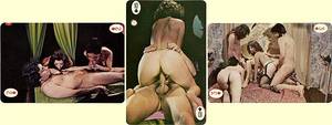 1950s Porn Playing Card - Telefantasy Deck (circa 1970), 52 Very Hardcore Color Cards + 2 Jokers.  Original Picture Box. MINT. Super-Hot porno movie scenes packed with orgy  scenes!!