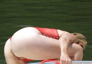 bend over upskirt oops - ... mature woman bent over on the boat having a vaginal slip ...