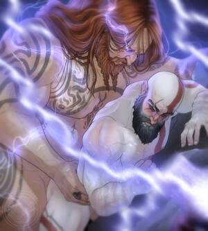 Gay Mythology Porn - Rule 34 - 2boys aesir (norse mythology) bara beard facial hair gay gay sex  god of war god of war ragnarok implied anal implied sex kratos long hair  long hair male male