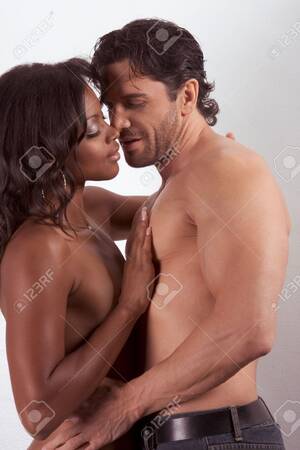 american asian mix nude - Loving affectionate nude interracial heterosexual couple in affectionate  sensual kiss. Mid adult Caucasian men in