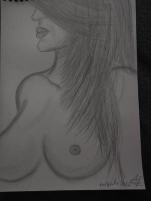 how to draw boobs - 106A Nude sexy profile hot woman boobs naked original drawing