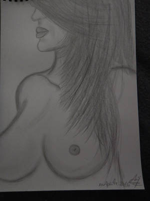 how to draw boobs - 106A Nude sexy profile hot woman boobs naked original drawing
