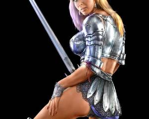Female Knight - Form fitting armor on a gorgeous female knight holding a great sword.