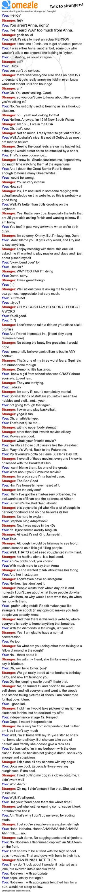 Endless Ocean Porn - After an endless sea of porn-bots, I finally found a perfect stranger. :  r/omegle