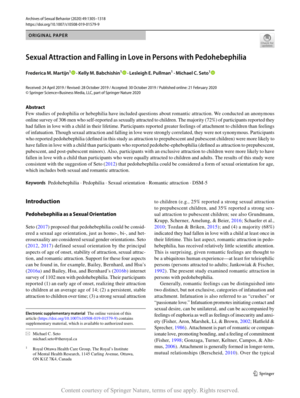 Nepiophile Porn Archive 3 - Sexual Attraction and Falling in Love in Persons with Pedohebephilia |  Request PDF