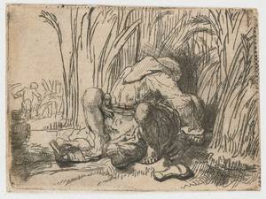 Italian Sex Drawings - Rembrandt, The Monk in the Cornfield | C. 1646