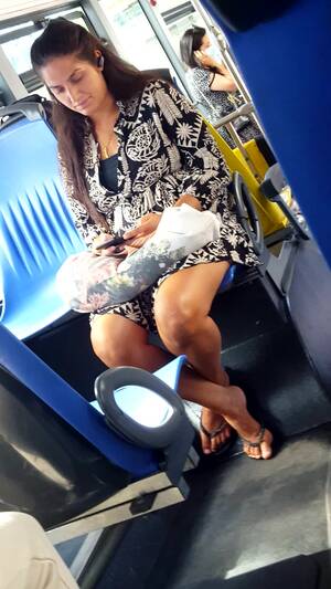 candid feet upskirt - Candid Yummy Legs and Feet in Black Flip Flops of a Brunette Woman on the  Bus (faceshot) - Feet9