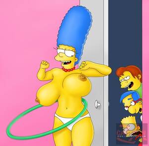 Colledge Girl Porn Simpson - XXX Toon Oops: Horny MILF Marge Simpson Works Out Topless