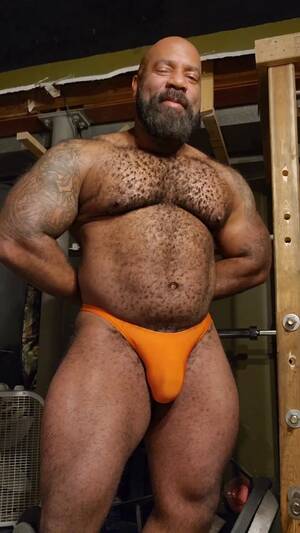 hairy bear - HAIRY BEAR POSING IN ORANGE THONG - ThisVid.com