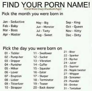 Baby Porn Site - Whats your porn name?