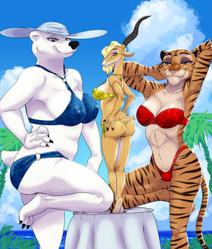 Female Gazelle Anthro Porn - 181116 - suggestive, artist:akiric, gazelle (zootopia), antelope, bear, big  cat, bovid, feline, gazelle, mammal, polar bear, tiger, anthro, unguligrade  anthro, disney, zootopia, 2022, antlers, armpits, arms behind head, beach,  bedroom eyes, belly