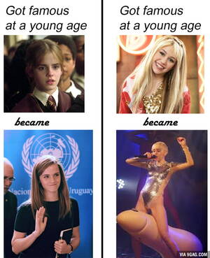 Emma Watson Porn Comics - Miley Cyrus Vs. Emma Watson - 9GAG