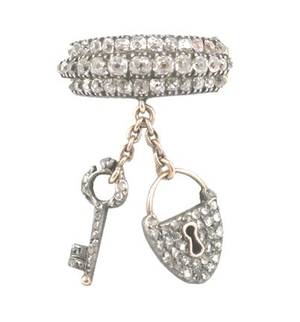 Georgian Vintage Porn - Antique Georgian Diamond Lock and Key Ring - Primavera Gallery
