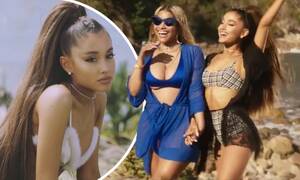 nicki minaj nude lesbian porn - Ariana Grande and Nicki Minaj get wet and wild in Bed music video | Daily  Mail Online