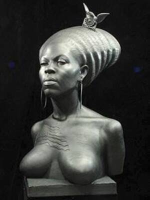 Michelle Obama Nude Porn - Bold sculpture of Michelle Obama with American flag across her bare chest