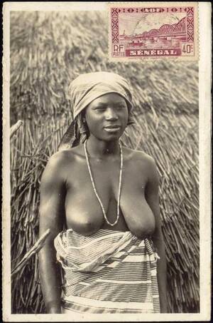50s Black Women Porn - Bendav Postcards - senegal, NUDE Black Woman Necklace, Large Breasts (1950s)  RPPC Stamp