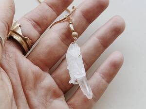 Amanda Cerny Bondage Blowjob - Staggered Crystal Quartz Stardust Bead Necklace - Found Wanderer