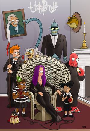 Futurama Porn Mom Suit - Futurama/Addams Family Mashup by artist, Clay Yount. Cartoon crossover.