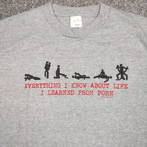 Funny Porn For Men - Graphic Shirt Everything I Know I Learned From Porn Men Large Gray Funny  Novelty | eBay