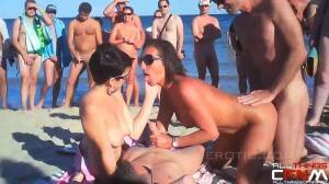 cfnm beach handjob - ... Cap d'Agde nude beach two couples four way with spectators