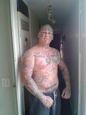 Muscle Porn Nazi Skinheads - And next on Jerry Springer. Check out the Ladies Love Outlaws tattoo. What  a stud?