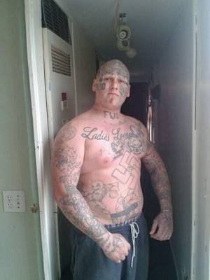 Nazi Skinhead Porn - And next on Jerry Springer. Check out the Ladies Love Outlaws tattoo. What  a stud?