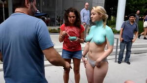 body paint - Topless woman in NYC for public Body Painting part 1 - XVIDEOS.COM