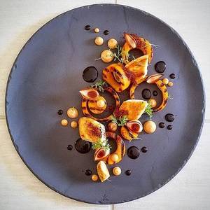 Baby Chicken Porn - Chargrilled butternut,baby chicken,charred shallots,toasted pinenut  puree,tare,