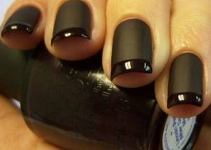 nail polish - BLACK MATTE NAILS WITH CLEAR TOP COAT FRENCH TIP