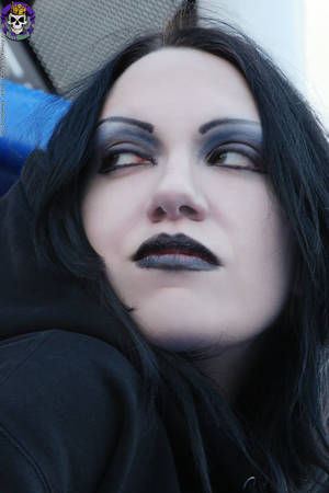 black goth sluts - Raven gothic girl with black lipstick flashes her pussy at the playground