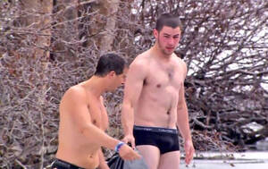 Naked Nick Jonas Porn - Video: Nick Jonas & Bear Grylls strip off and go for a dip! - Bent Magazine
