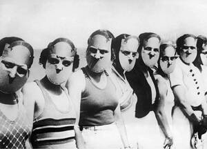 all ages nudist pageant - Contestants in the Miss Lovely Eyes Beauty Pageant in Florida, wearing  masks to obscure the rest of their faces so that their lovely eyes can be  adjudicated. 1930s [1125x809] : r/HistoryPorn