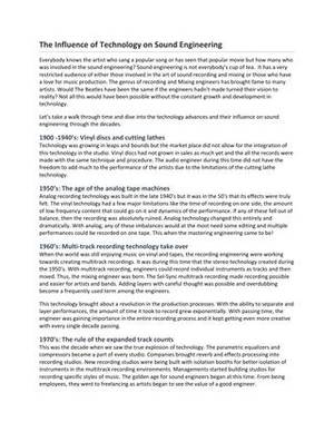 At Play Men Enio Dastto - The Influence of Technology on Sound Engineering