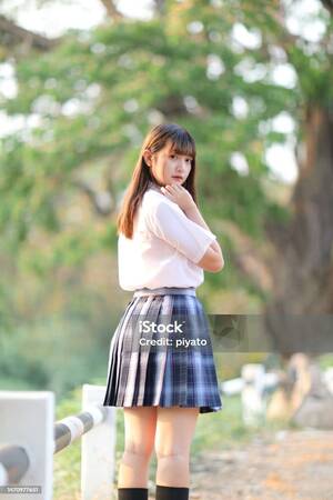 Asian Schoolgirls Uniform - Beautiful Asian Japanese School Girl Uniform Looking At Park Outdoor Stock  Photo - Download Image Now - iStock