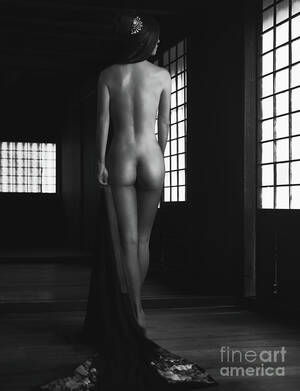 japanese naked black ladies - Black and white fine art nude Japanese woman undressed in dark h Photograph  by Awen Fine Art Prints - Pixels
