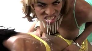 black shemale girl orgy - Black t-girls deepthroat black shecocks in foursome orgy