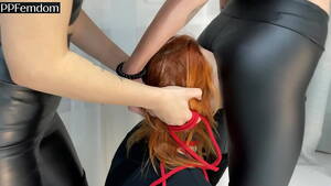 lesbian licking ass in leather - Double Lesbian Domination Butt Worship With Mistresses Kira and Sofi In  Leather Pants - XNXX.COM