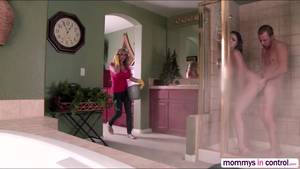 mom at bathroom - While mom cleans the house the daughter fucks at the bathroom with bf