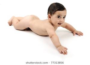nude asian babies - Naked cute baby isolated on white background
