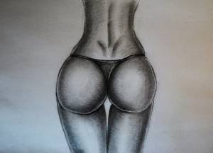 drawings of nudes - Draw sexy nude calipygous butt in G-string
