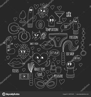 Dildo Porn Drawings - Doodle humorous sextoys for sex shop, internet shop Dildo, sex. love,  passion, temptation, video, porn, humorous sex shop toys Hand drawn pattern  â€” Vector ...