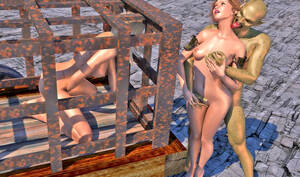 Fantasy Monster Fucking Humans Porn - Captured fantasy babes getting molested by a cruel green monster |  Porncraft 3d