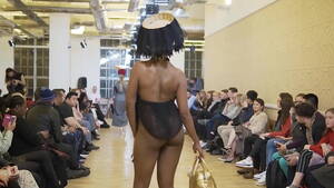 ebony runway nudes - Naked fashion show with see through dress and no panties - XNXX.COM